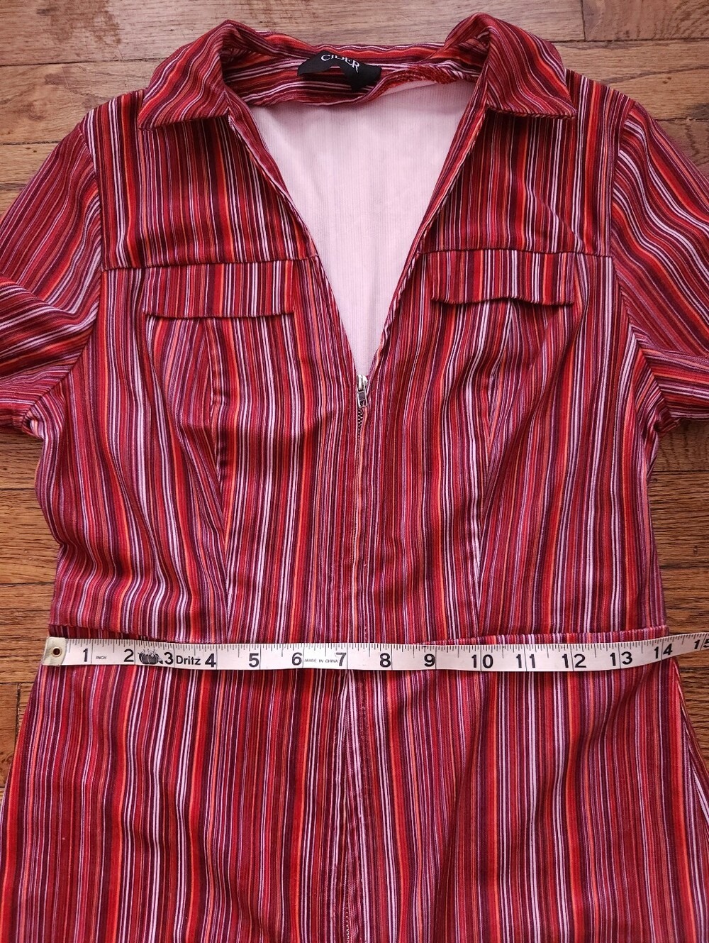 Cider Red Striped Wide Leg Jumpsuit • Vintage-Style 70s Disco Boho - Picture 4 of 11